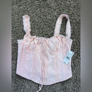 Pacsun- Women's Pink‎ Lace Corset Top- Size Small